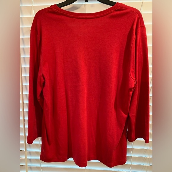 Chicos Razzle Red True Color 3/4 Sleeve Cotton Tee Size 16(Chicos 3) NWT - Picture 2 of 6